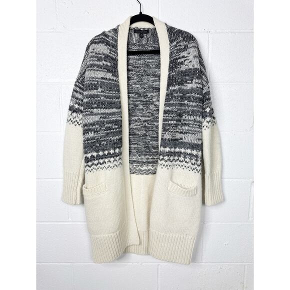 Banana Republic Cardigan Sweater Womens Small Gray White Alpaca Wool Blend - Picture 1 of 6